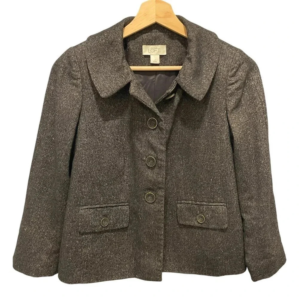 Ann Taylor Loft tweed blazer jacket, size 0